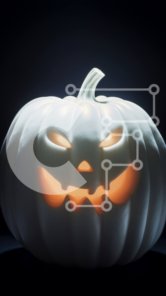 Intra Συλλεκτικό Ξύλινο Παζλ Plywood  4mm - Φωτισμένη λευκή κολοκύθα με πορτοκαλί λάμψη Σε Ξύλινο Κουτί - Διαστάσεις Puzzle: 10x10 cm – 25 κομμάτια