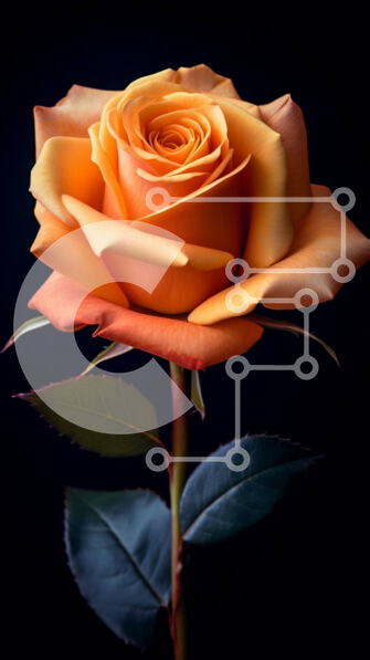 Σετ των 2 Intra Συλλεκτικό Ξύλινο Παζλ Plywood  4mm - Όμορφη εικόνα ενός ενιαίου πορτοκαλί τριαντάφυλλου σε σκούρο φόντο Σε Ξύλινο Κουτί - Διαστάσεις: 10x10 cm – 25 κομμάτια