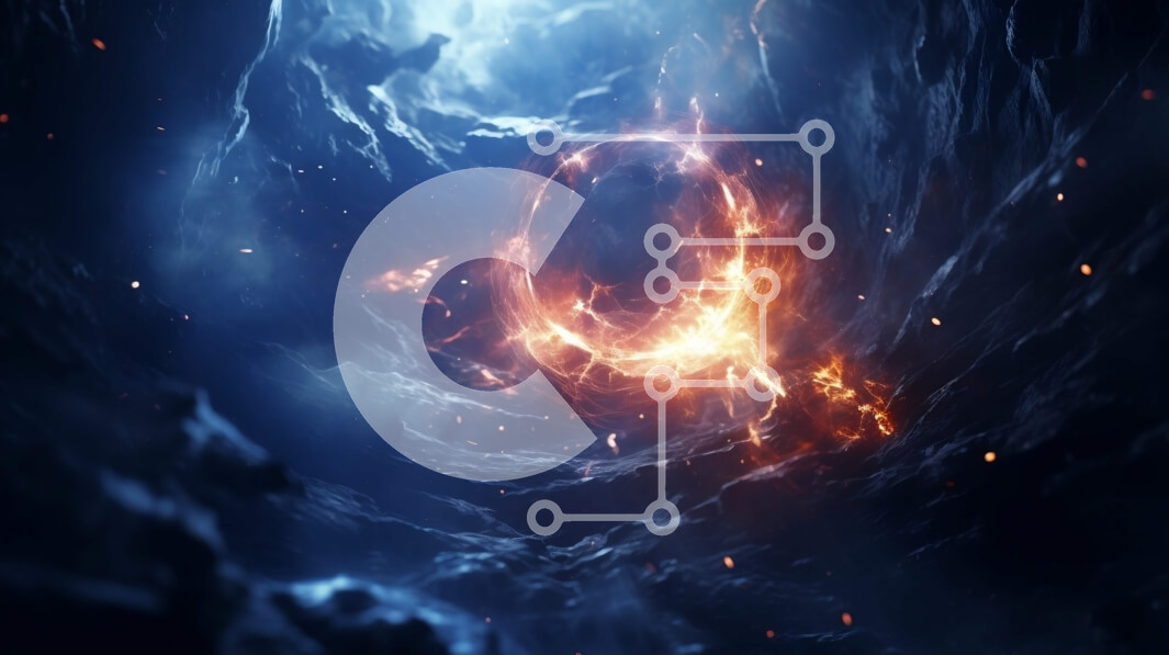 Intra Συλλεκτικό Ξύλινο Παζλ Plywood  4mm - Περιστρεφόμενη δίνη ενέργειας σε μπλε και πορτοκαλί φόντο Σε Ξύλινο Κουτί - Διαστάσεις Puzzle: 10x10 cm – 25 κομμάτια