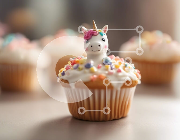 Σετ των 2 Intra Συλλεκτικό Ξύλινο Παζλ Plywood  4mm - Cupcake Unicorn με White Frosting και Sprinkles Σε Ξύλινο Κουτί - Διαστάσεις: 10x10 cm – 25 κομμάτια