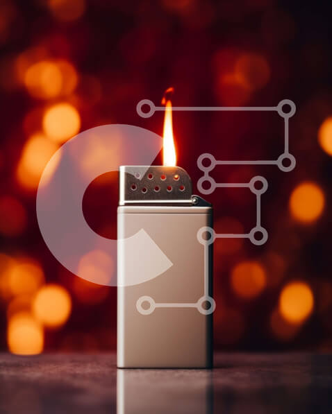 Intra Συλλεκτικό Ξύλινο Παζλ Plywood  4mm - Κομψός μεταλλικός αναπτήρας με αναμμένη φλόγα Σε Ξύλινο Κουτί - Διαστάσεις: 10x10 cm – 25 κομμάτια