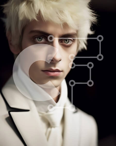 Intra Συλλεκτικό Ξύλινο Παζλ Plywood  4mm - Κομψός νεαρός άνδρας με λευκό κοστούμι και μαύρη γραβάτα Σε Ξύλινο Κουτί - Διαστάσεις Puzzle: 10x10 cm – 25 κομμάτια