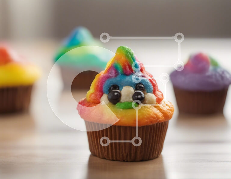 Σετ των 2 Intra Συλλεκτικό Ξύλινο Παζλ Plywood  4mm - Πολύχρωμα cupcakes με γλάσο του βολβού του ματιού Σε Ξύλινο Κουτί - Διαστάσεις: 10x10 cm – 25 κομμάτια