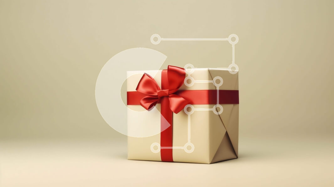 Intra Συλλεκτικό Ξύλινο Παζλ Plywood  4mm - Λευκό κουτί δώρου με κόκκινη κορδέλα σε μπεζ φόντο Σε Ξύλινο Κουτί - Διαστάσεις Puzzle: 10x10 cm – 25 κομμάτια