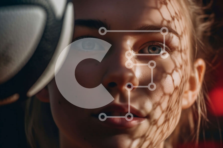 Intra Συλλεκτικό Ξύλινο Παζλ Plywood  4mm - Σοβαρή νεαρή γυναίκα με μπάλα ποδοσφαίρου σε χαμηλό φωτισμό Σε Ξύλινο Κουτί - Διαστάσεις Puzzle: 10x10 cm – 25 κομμάτια