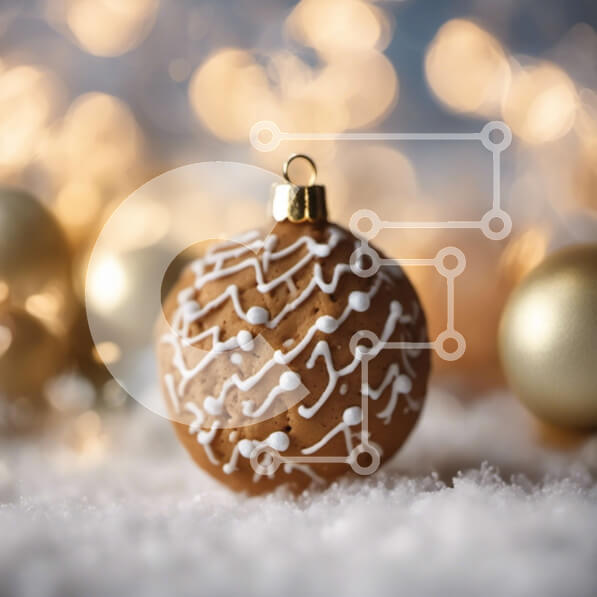 Intra Συλλεκτικό Ξύλινο Παζλ Plywood  4mm - Στολίδι μπάλα με μελόψωμο με λευκό γλάσο και χρυσά στολίδια Σε Ξύλινο Κουτί - Διαστάσεις: 10x10 cm – 25 κομμάτια