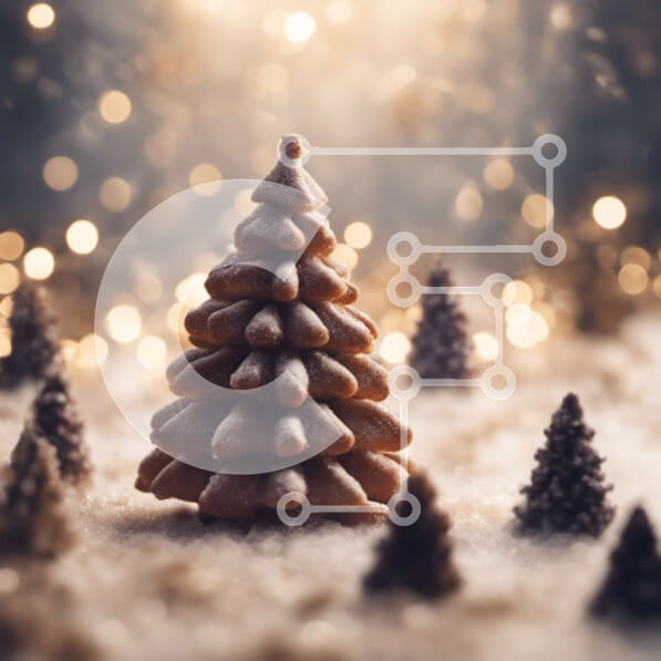 Intra Συλλεκτικό Ξύλινο Παζλ Plywood  4mm - Εορταστικό χριστουγεννιάτικο δέντρο στο χιόνι που περιβάλλεται από πεύκα Σε Ξύλινο Κουτί - Διαστάσεις: 10x10 cm – 25 κομμάτια