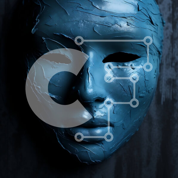 Intra Συλλεκτικό Ξύλινο Παζλ Plywood  4mm - Μπλε μάσκα σε σκούρο φόντο Σε Ξύλινο Κουτί - Διαστάσεις Puzzle: 10x10 cm – 25 κομμάτια