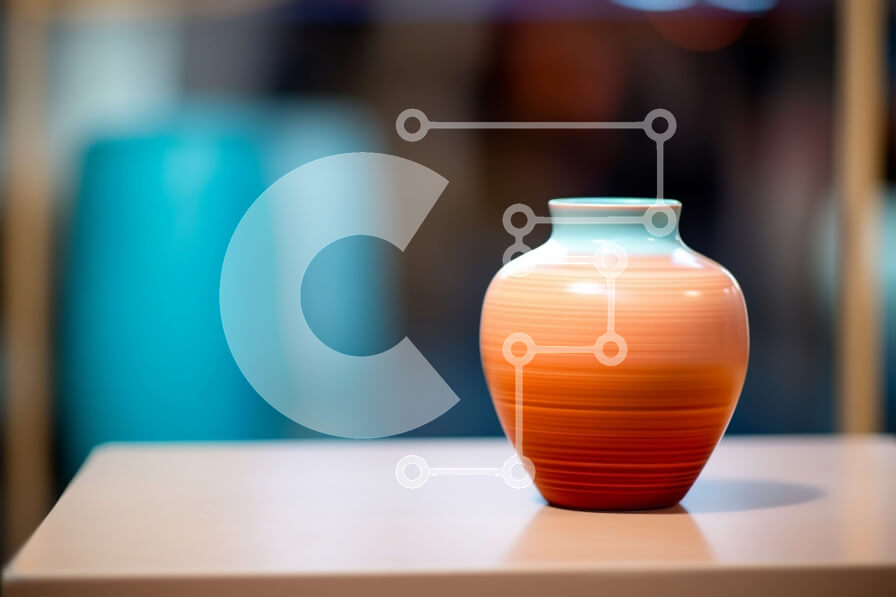 Intra Συλλεκτικό Ξύλινο Παζλ Plywood  4mm - Πορτοκαλί και κόκκινο βάζο σε ξύλινο τραπέζι Σε Ξύλινο Κουτί - Διαστάσεις: 10x10 cm – 25 κομμάτια