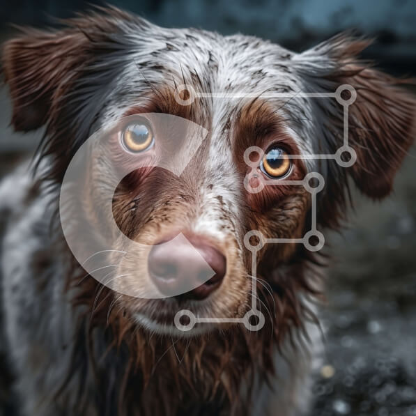 Intra Συλλεκτικό Ξύλινο Παζλ Plywood  4mm - Χαριτωμένο καφέ και λευκό σκυλί με βρεγμένη γούνα και μεγάλα καστανά μάτια Σε Ξύλινο Κουτί - Διαστάσεις: 10x10 cm – 25 κομμάτια