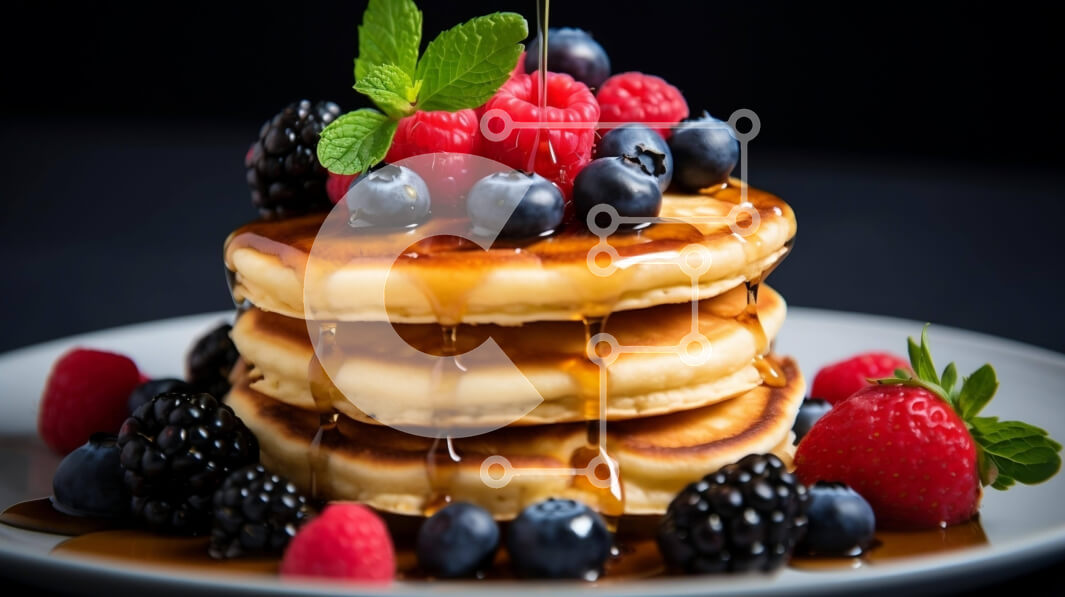 Σετ των 2 Intra Συλλεκτικό Ξύλινο Παζλ Plywood  4mm - Στοίβα από τηγανίτες με τα μούρα και το φύλλο μέντας Σε Ξύλινο Κουτί - Διαστάσεις: 10x10 cm – 25 κομμάτια