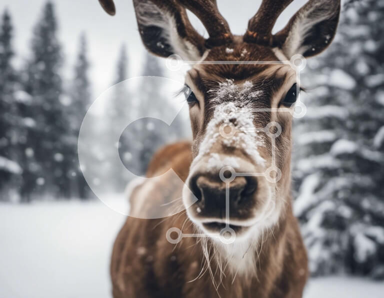 Intra Συλλεκτικό Ξύλινο Παζλ Plywood  4mm - Περίεργο ελάφι στο χιόνι Σε Ξύλινο Κουτί - Διαστάσεις: 10x10 cm – 25 κομμάτια