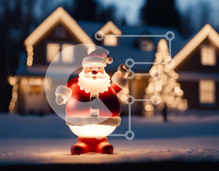 Intra Συλλεκτικό Ξύλινο Παζλ Plywood  4mm - Διακοσμητικό ειδώλιο Άγιου Βασίλη μπροστά από το φωτισμένο σπίτι Σε Ξύλινο Κουτί - Διαστάσεις: 10x10 cm – 25 κομμάτια