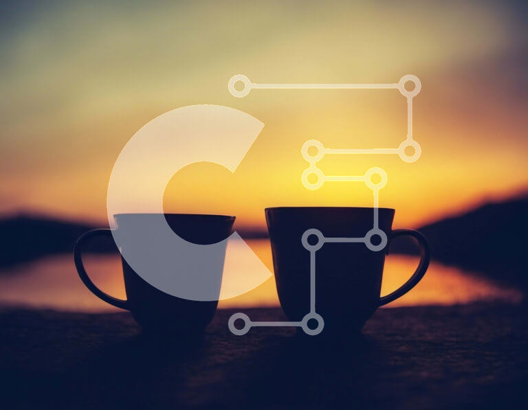 Intra Συλλεκτικό Ξύλινο Παζλ Plywood  4mm - Φλιτζάνια καφέ σε τσιμεντένια επιφάνεια με ηλιοβασίλεμα Σε Ξύλινο Κουτί - Διαστάσεις Puzzle: 10x10 cm – 25 κομμάτια