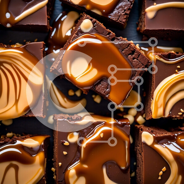 Σετ των 2 Intra Συλλεκτικό Ξύλινο Παζλ Plywood  4mm - Λαχταριστή εικόνα από μπράουνις σοκολάτας με σάλτσα καραμέλας Σε Ξύλινο Κουτί - Διαστάσεις: 10x10 cm – 25 κομμάτια