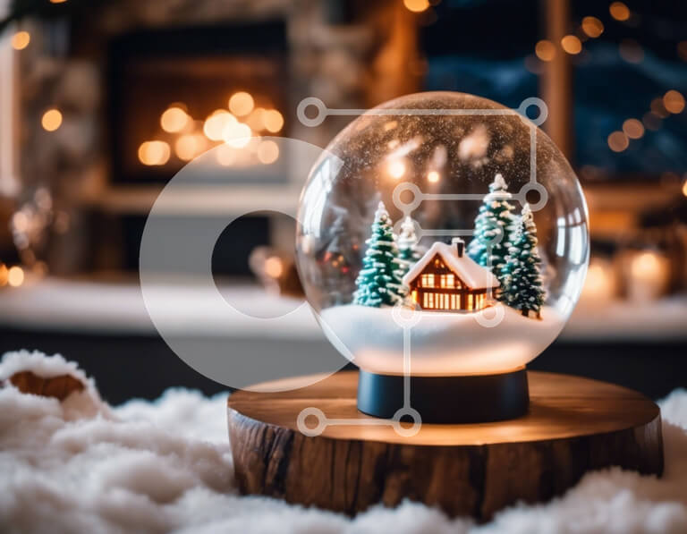 Intra Συλλεκτικό Ξύλινο Παζλ Plywood  4mm - Snow Globe με το διακοσμητικό σπίτι Σε Ξύλινο Κουτί - Διαστάσεις Puzzle: 10x10 cm – 25 κομμάτια