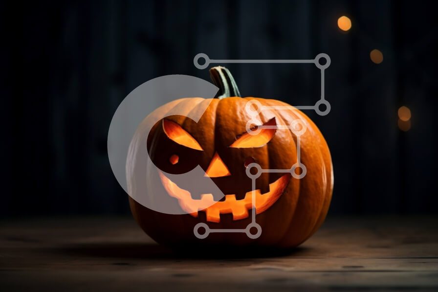 Intra Συλλεκτικό Ξύλινο Παζλ Plywood  4mm - Λαμπερή σκαλιστή κολοκύθα σε ξύλινο τραπέζι Σε Ξύλινο Κουτί - Διαστάσεις Puzzle: 10x10 cm – 25 κομμάτια