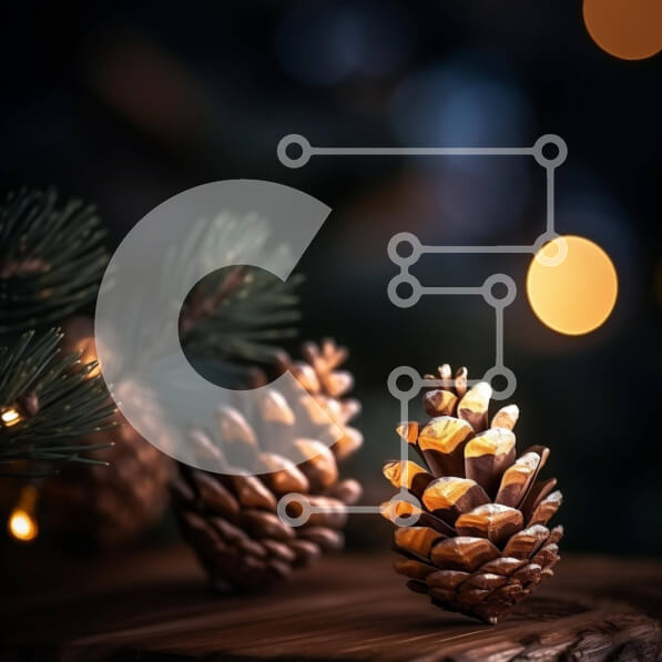 Intra Συλλεκτικό Ξύλινο Παζλ Plywood  4mm - Κουκουνάρια σε ξύλινο τραπέζι με φωτάκια Σε Ξύλινο Κουτί - Διαστάσεις Puzzle: 10x10 cm – 25 κομμάτια