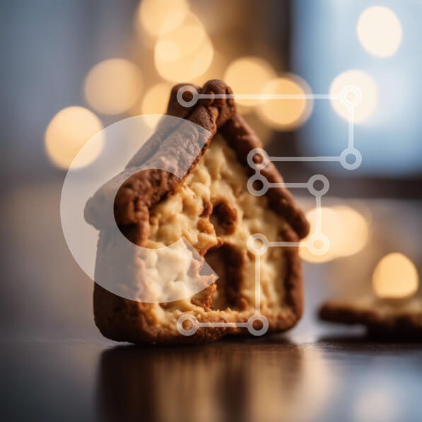 Σετ των 2 Intra Συλλεκτικό Ξύλινο Παζλ Plywood  4mm - Μπισκότο με μελόψωμο σε ένα εορταστικό τραπέζι Σε Ξύλινο Κουτί - Διαστάσεις: 10x10 cm – 25 κομμάτια