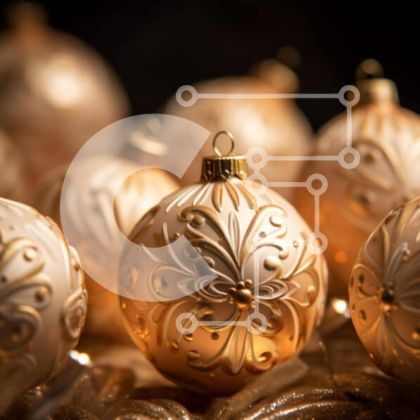 Intra Συλλεκτικό Ξύλινο Παζλ Plywood  4mm - Ομάδα από χρυσά στολίδια στην οθόνη Σε Ξύλινο Κουτί - Διαστάσεις: 10x10 cm – 25 κομμάτια