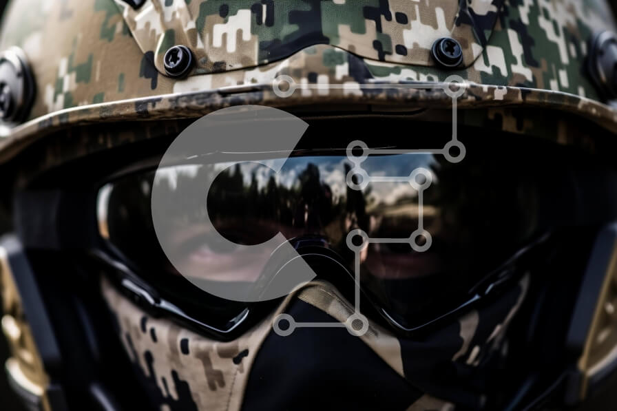 Intra Συλλεκτικό Ξύλινο Παζλ Plywood  4mm - Άτομο με κράνος και γυαλιά τύπου Στρατού Σε Ξύλινο Κουτί - Διαστάσεις Puzzle: 10x10 cm – 25 κομμάτια