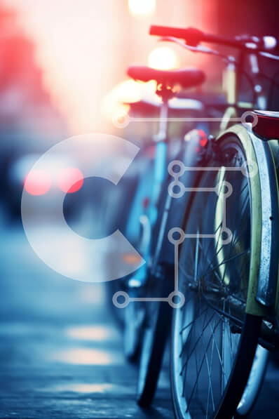 Intra Συλλεκτικό Ξύλινο Παζλ Plywood  4mm - Τακτοποιημένα ποδήλατα παρκαρισμένα στην άκρη ενός δρόμου Σε Ξύλινο Κουτί - Διαστάσεις Puzzle: 10x10 cm – 25 κομμάτια