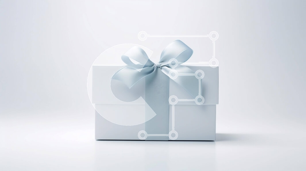 Intra Συλλεκτικό Ξύλινο Παζλ Plywood  4mm - Λευκό κουτί δώρου με μπλε κορδέλα σε υπόλευκο φόντο Σε Ξύλινο Κουτί - Διαστάσεις Puzzle: 10x10 cm – 25 κομμάτια