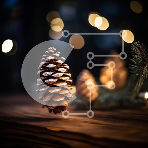 Intra Συλλεκτικό Ξύλινο Παζλ Plywood  4mm - Γιορτινά κουκουνάρια σε ξύλινο τραπέζι Σε Ξύλινο Κουτί - Διαστάσεις Puzzle: 10x10 cm – 25 κομμάτια