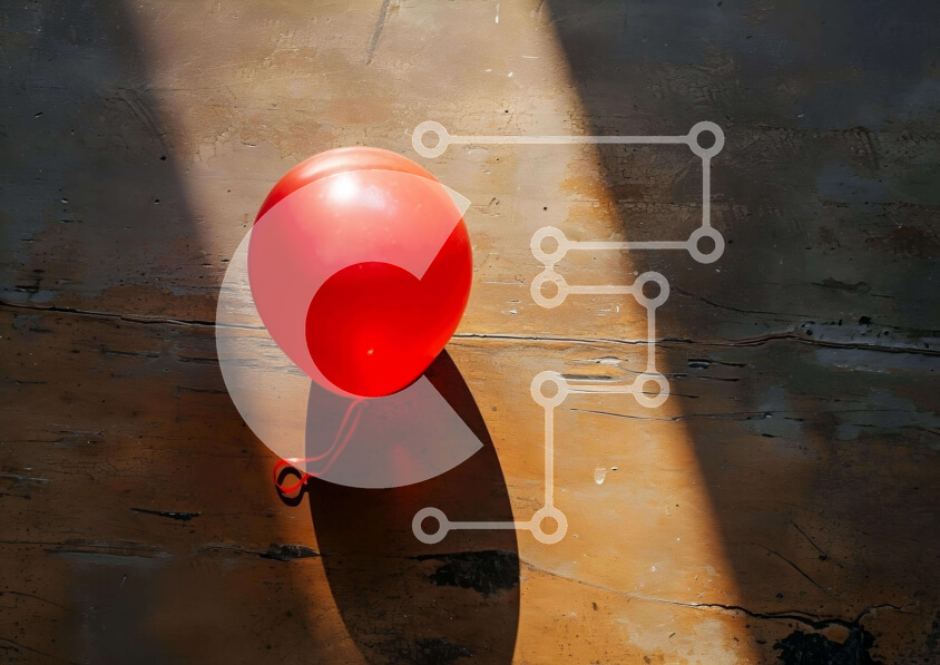 Intra Συλλεκτικό Ξύλινο Παζλ Plywood  4mm - Κόκκινο μπαλόνι με τη σκιά του ήλιου Σε Ξύλινο Κουτί - Διαστάσεις: 10x10 cm – 25 κομμάτια