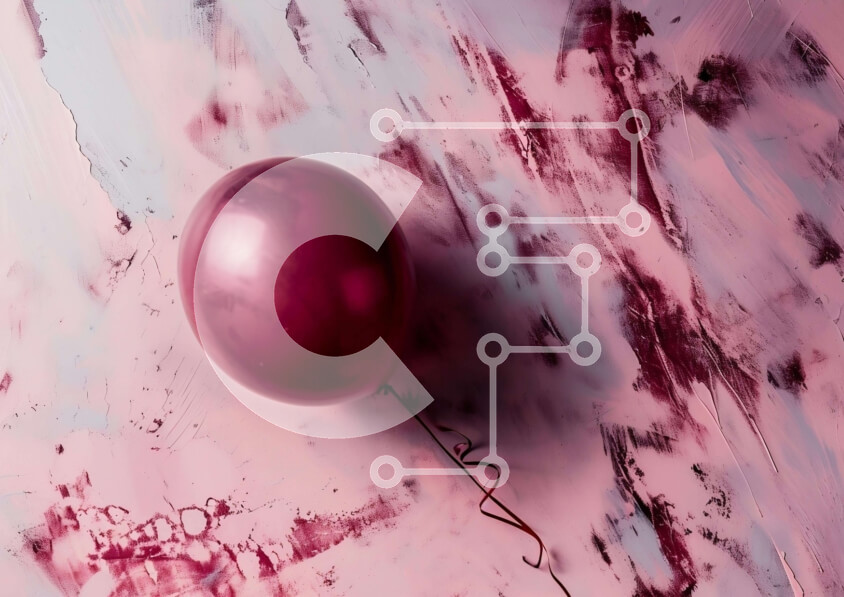 Intra Συλλεκτικό Ξύλινο Παζλ Plywood  4mm - Κόκκινο μπαλόνι που επιπλέει στον αέρα σε αφηρημένο ροζ φόντο Σε Ξύλινο Κουτί - Διαστάσεις: 10x10 cm – 25 κομμάτια