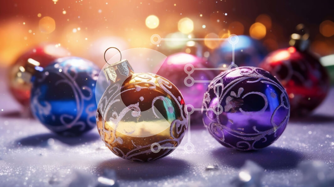 Intra Συλλεκτικό Ξύλινο Παζλ Plywood  4mm - Πολύχρωμες χριστουγεννιάτικες μπάλες σε χιονισμένη επιφάνεια Σε Ξύλινο Κουτί - Διαστάσεις: 10x10 cm – 25 κομμάτια