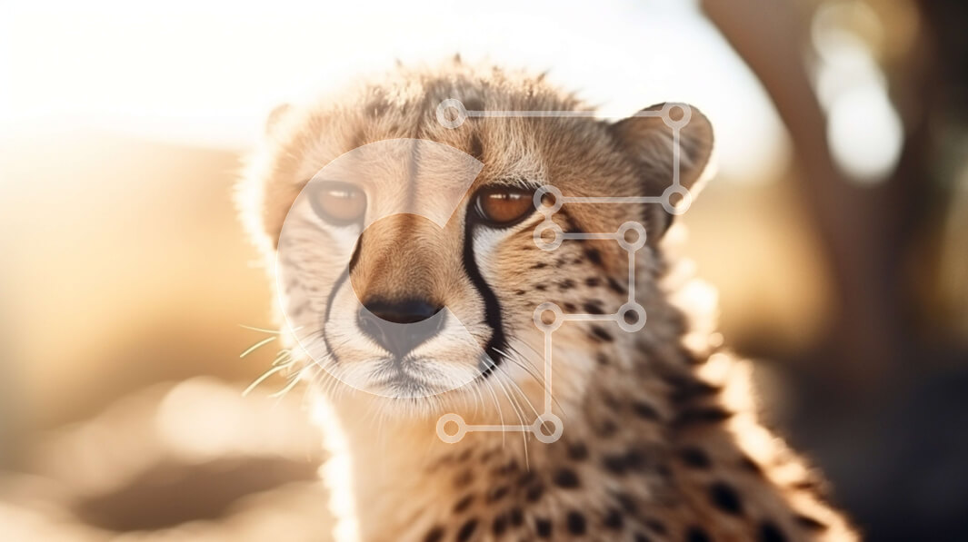 Σετ των 2 Intra Συλλεκτικό Ξύλινο Παζλ Plywood  4mm - Κοντινό πλάνο ενός τσιτάχ που κοιτάζει επίμονα την κάμερα Σε Ξύλινο Κουτί - Διαστάσεις: 10x10 cm – 25 κομμάτια