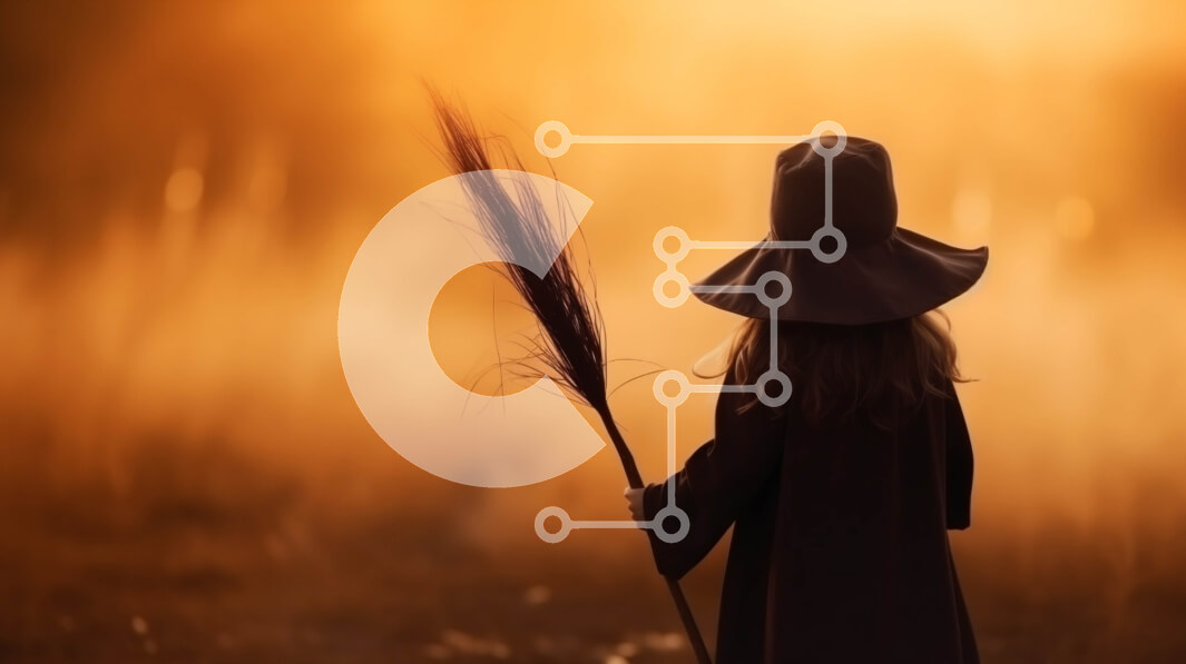 Intra Συλλεκτικό Ξύλινο Παζλ Plywood  4mm - Νεαρό κορίτσι με κοστούμι μάγισσας στο ηλιοβασίλεμα Σε Ξύλινο Κουτί - Διαστάσεις Puzzle: 10x10 cm – 25 κομμάτια