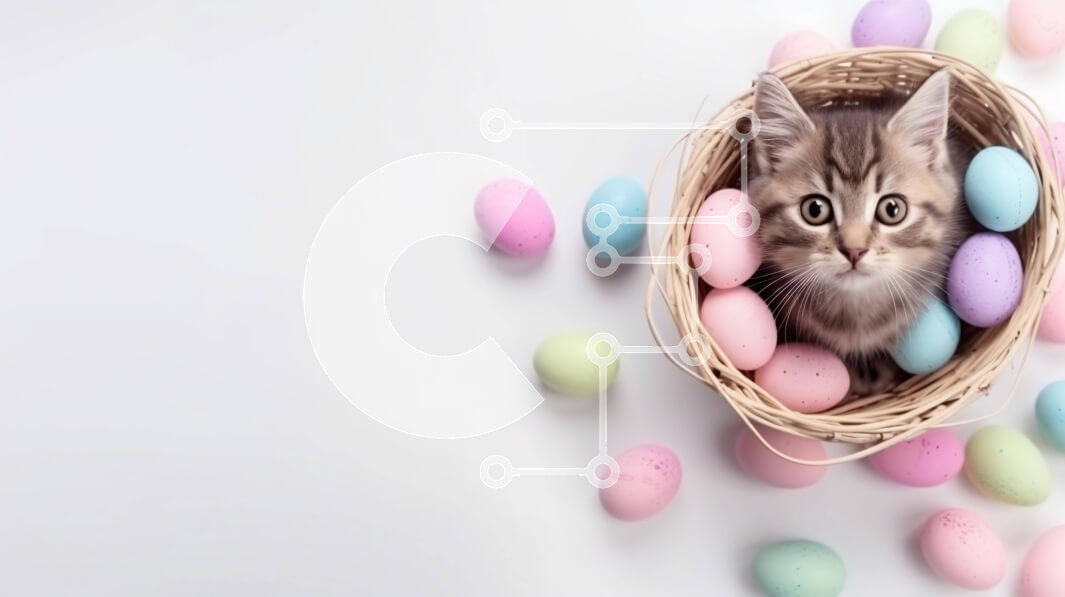 Σετ των 2 Intra Συλλεκτικό Ξύλινο Παζλ Plywood  4mm - Γατάκι στο καλάθι αυγών του Πάσχα Σε Ξύλινο Κουτί - Διαστάσεις: 10x10 cm – 25 κομμάτια