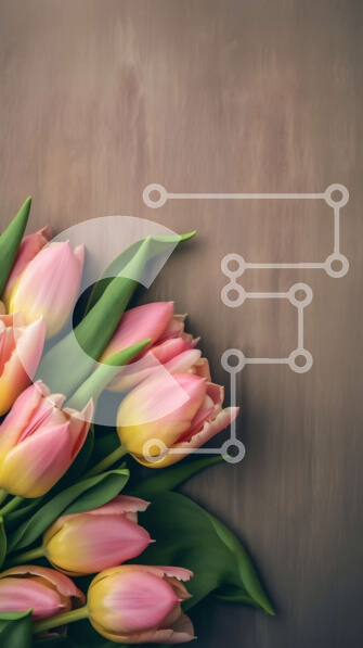 Σετ των 2 Intra Συλλεκτικό Ξύλινο Παζλ Plywood  4mm - Όμορφη ανθοδέσμη με ροζ τουλίπες σε ξύλινη επιφάνεια Σε Ξύλινο Κουτί - Διαστάσεις: 10x10 cm – 25 κομμάτια