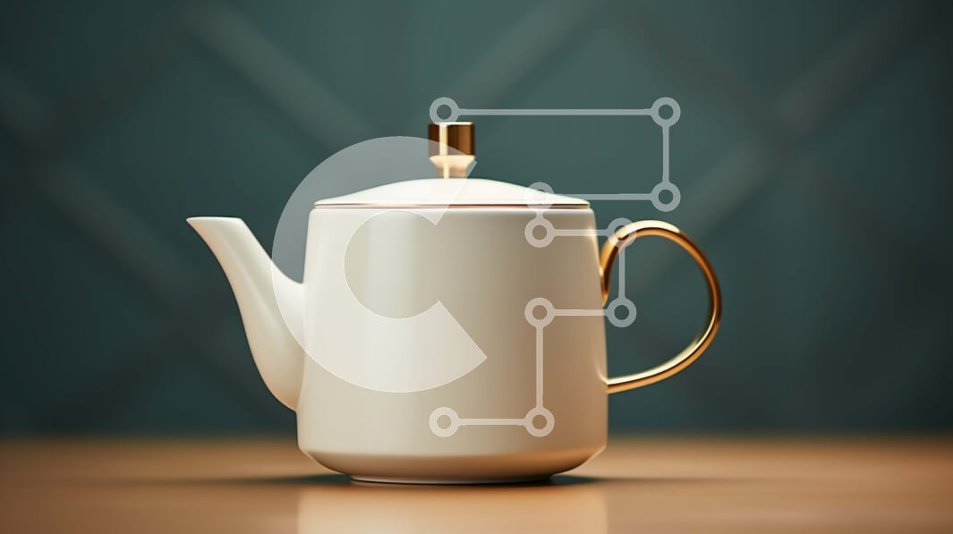 Intra Συλλεκτικό Ξύλινο Παζλ Plywood  4mm - Κομψή λευκή και χρυσή τσαγιέρα Σε Ξύλινο Κουτί - Διαστάσεις: 10x10 cm – 25 κομμάτια