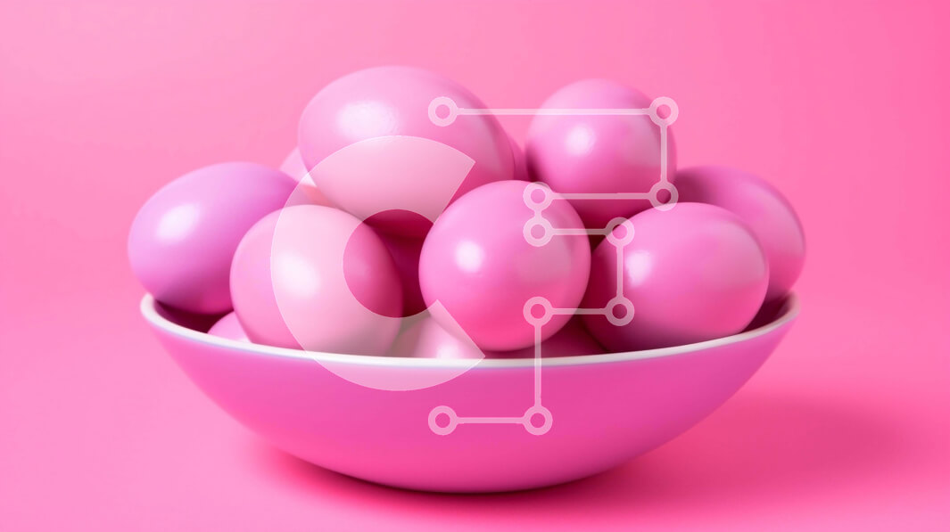 Intra Συλλεκτικό Ξύλινο Παζλ Plywood  4mm - Μπολ με ροζ Πασχαλινά αυγά σε ροζ φόντο Σε Ξύλινο Κουτί - Διαστάσεις: 10x10 cm – 25 κομμάτια