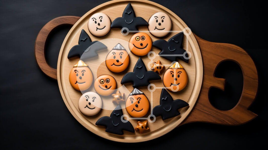 Σετ των 2 Intra Συλλεκτικό Ξύλινο Παζλ Plywood  4mm - Μπισκότα με θέμα το Halloween σε ξύλινη πιατέλα Σε Ξύλινο Κουτί - Διαστάσεις: 10x10 cm – 25 κομμάτια