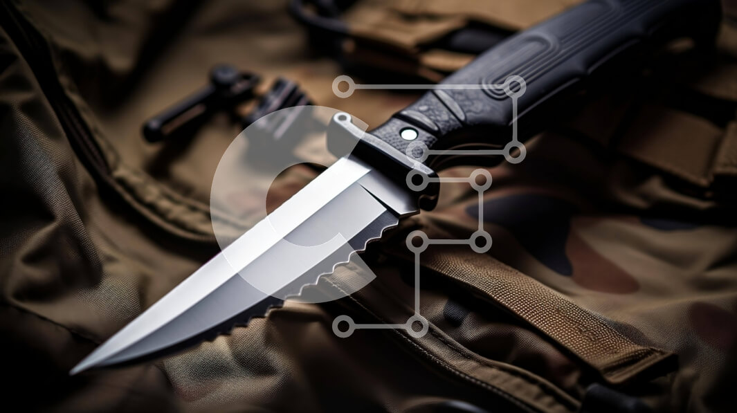 Intra Συλλεκτικό Ξύλινο Παζλ Plywood  4mm - Μαχαίρι σε καμουφλαρισμένη τσάντα Σε Ξύλινο Κουτί - Διαστάσεις: 10x10 cm – 25 κομμάτια