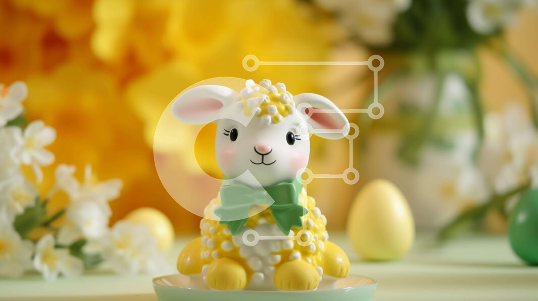 Intra Συλλεκτικό Ξύλινο Παζλ Plywood  4mm - Ειδώλιο λαγουδάκι του Πάσχα με κίτρινα αυγά και λουλούδια Σε Ξύλινο Κουτί - Διαστάσεις: 10x10 cm – 25 κομμάτια