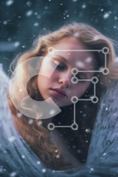 Intra Συλλεκτικό Ξύλινο Παζλ Plywood  4mm - Αιθέρια εικόνα μιας νεαρής γυναίκας στο χιόνι Σε Ξύλινο Κουτί - Διαστάσεις Puzzle: 10x10 cm – 25 κομμάτια