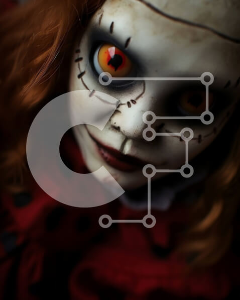 Intra Συλλεκτικό Ξύλινο Παζλ Plywood  4mm - Κοντινή εικόνα μιας κοκκινομάλλας κούκλας με πράσινα μάτια Σε Ξύλινο Κουτί - Διαστάσεις Puzzle: 10x10 cm – 25 κομμάτια