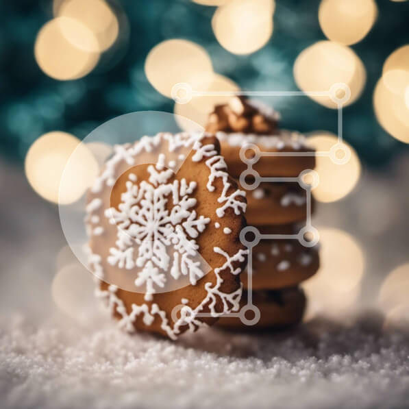 Σετ των 2 Intra Συλλεκτικό Ξύλινο Παζλ Plywood  4mm - Στοίβα από εορταστικά μπισκότα μελόψωμο με διακοσμήσεις από νιφάδες χιονιού Σε Ξύλινο Κουτί - Διαστάσεις: 10x10 cm – 25 κομμάτια