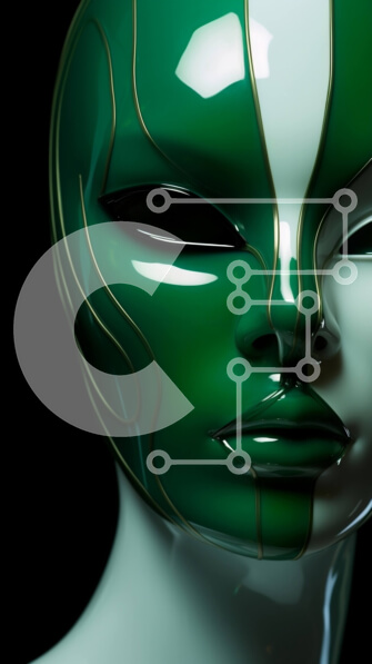 Intra Συλλεκτικό Ξύλινο Παζλ Plywood  4mm - Κοντινό πλάνο γυναίκας που φορά πράσινη μάσκα προσώπου Σε Ξύλινο Κουτί - Διαστάσεις Puzzle: 10x10 cm – 25 κομμάτια