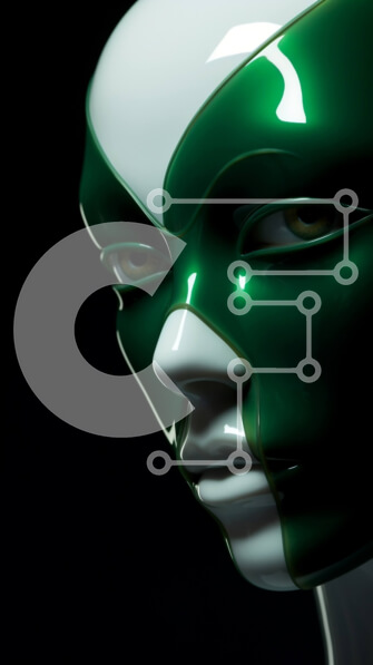 Intra Συλλεκτικό Ξύλινο Παζλ Plywood  4mm - Κοντινό πλάνο του γυναικείου προσώπου με την πράσινη και λευκή μάσκα Σε Ξύλινο Κουτί - Διαστάσεις Puzzle: 10x10 cm – 25 κομμάτια