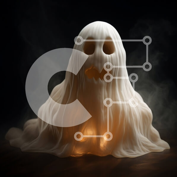 Intra Συλλεκτικό Ξύλινο Παζλ Plywood  4mm - White Ghost with Smoke Διακόσμηση για τους εορτασμούς του Halloween Σε Ξύλινο Κουτί - Διαστάσεις Puzzle: 10x10 cm – 25 κομμάτια