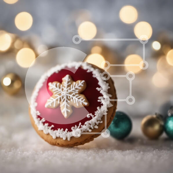 Intra Συλλεκτικό Ξύλινο Παζλ Plywood  4mm - Μπισκότο νιφάδα χιονιού με στολίδια και χριστουγεννιάτικες μπάλες στο χιόνι Σε Ξύλινο Κουτί - Διαστάσεις: 10x10 cm – 25 κομμάτια