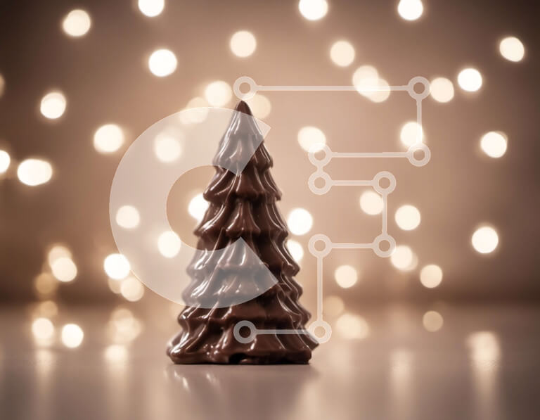 Intra Συλλεκτικό Ξύλινο Παζλ Plywood  4mm - Μικρό χριστουγεννιάτικο δέντρο με σοκολάτα με φωτισμένο φόντο Σε Ξύλινο Κουτί - Διαστάσεις: 10x10 cm – 25 κομμάτια