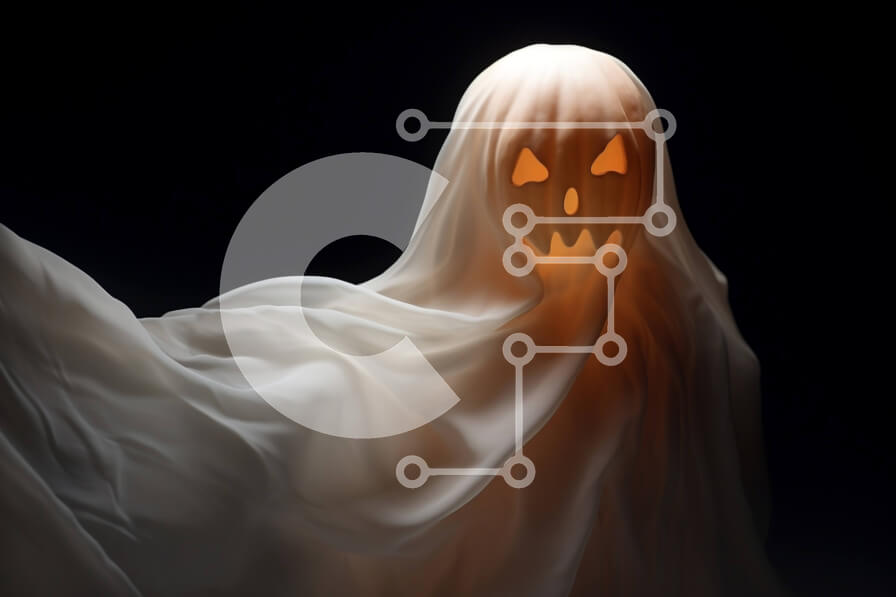 Intra Συλλεκτικό Ξύλινο Παζλ Plywood  4mm - Λευκό φάντασμα που επιπλέει στο σκοτάδι Σε Ξύλινο Κουτί - Διαστάσεις Puzzle: 10x10 cm – 25 κομμάτια