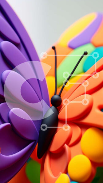 Σετ των 2 Intra Συλλεκτικό Ξύλινο Παζλ Plywood  4mm - Πολύχρωμο γλυπτό πεταλούδας από πολυμερικό πηλό Σε Ξύλινο Κουτί - Διαστάσεις: 10x10 cm – 25 κομμάτια